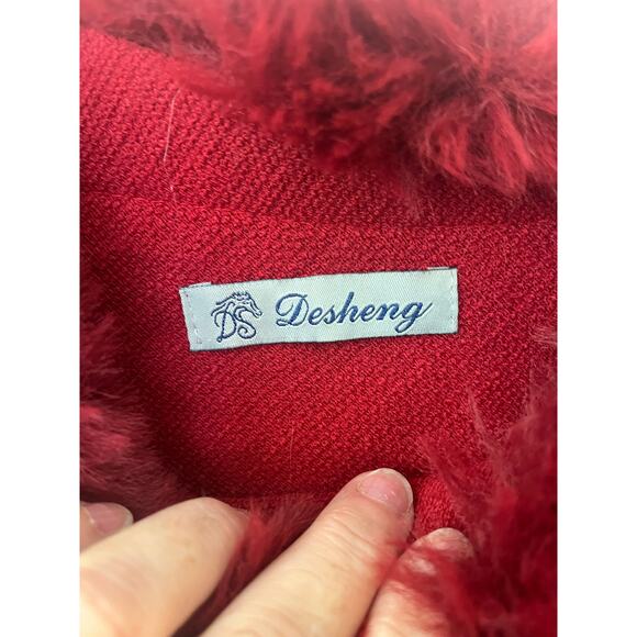 Glam Old Money Luxury Mobwife Poncho Acrylic Fall Winter Fringe Faux Fur Pattern - Picture 2 of 7